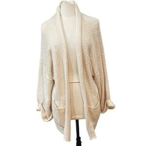 Wildfox White Label Nubby Oversize Slouch Open Front Cardigan Sweater SZ M Cream